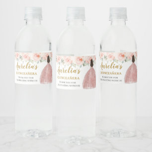 Étiquette Pour Bouteilles D'eau Quinceañera Blush Floral Princess 16e anniversaire