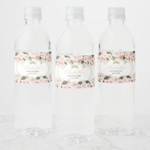 Étiquette Pour Bouteilles D'eau Quinceanera florale rose pâle