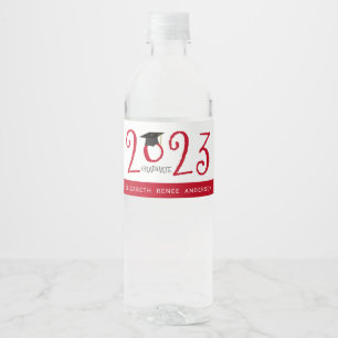 Étiquette Pour Bouteilles D'eau Quirky Text Red 2023 Graduate