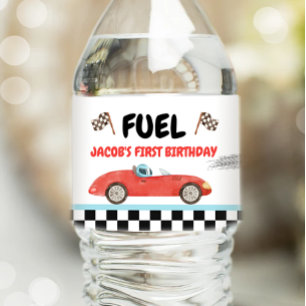 Étiquette Pour Bouteilles D'eau Race Car Fuel Vintage Racing Red Boy Anniversaire