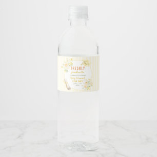 Étiquette Pour Bouteilles D'eau Rayures Jaunes Citrons et Fleurs Remise des Diplôm