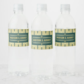 Étiquette Pour Bouteilles D'eau Réception de mariage Art déco Diner Party Gold Gre