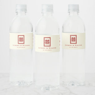 Étiquette Pour Bouteilles D'eau Rectangle classique Double Bonheur Mariage chinois
