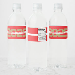 Étiquette Pour Bouteilles D'eau Red & Bronze Gold Graduation personnalisée