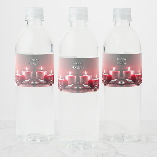 Étiquette Pour Bouteilles D'eau Red Candles Decorative Holiday Water Bottle Label (Bouteilles)