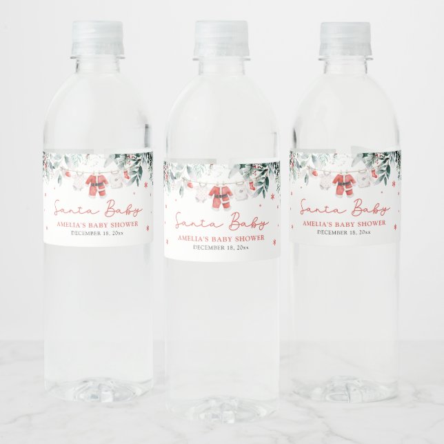 Étiquette Pour Bouteilles D'eau Red Père Noël Baby Christmas Baby Clothes Baby sho (Bouteilles)