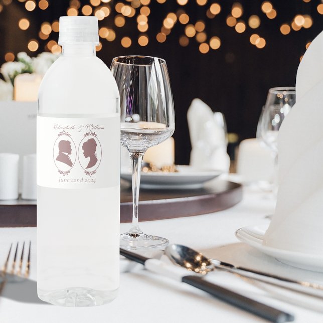 Étiquette Pour Bouteilles D'eau Régence des camées roses (Créateur téléchargé)