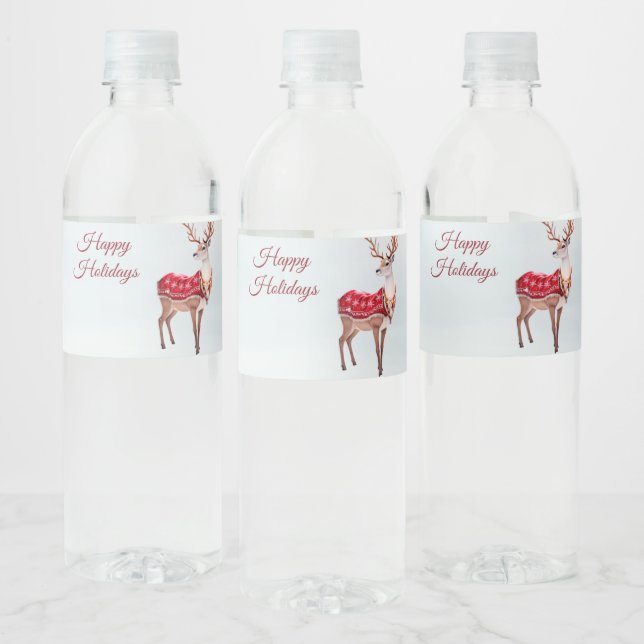 Étiquette Pour Bouteilles D'eau Reindeer Holiday (Bouteilles)