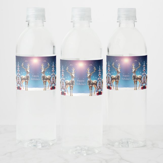 Étiquette Pour Bouteilles D'eau Reindeer Jewels Holiday Water Bottle Label (Bouteilles)