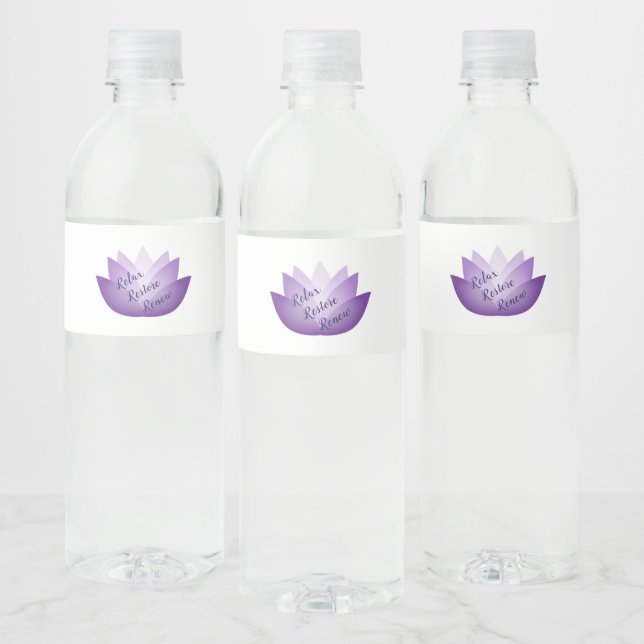 Étiquette Pour Bouteilles D'eau Relax Restaurer Renouveler Purple Lotus Flower (Bouteilles)