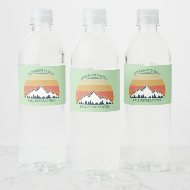 Étiquette Pour Bouteilles D'eau Retraite d'automne personnalisée Sunset Mountain P (Bouteilles)