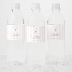 Étiquette Pour Bouteilles D'eau Rétro Rose & Vert Palmier Plage Enterrement de Vie