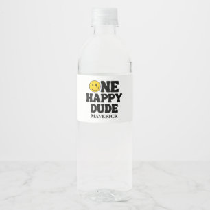 Étiquette Pour Bouteilles D'eau Rétro Un Mec Heureux Sourire Visage Garçon 1er Ann