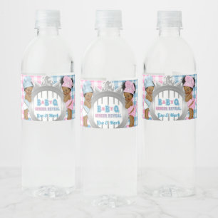 Étiquette Pour Bouteilles D'eau Révélation de genre Rose Bleu Gingham Bébé Q BBQ