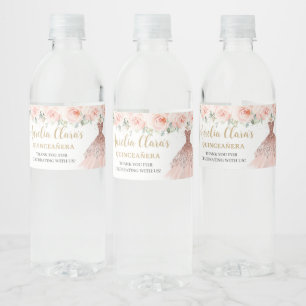 Étiquette Pour Bouteilles D'eau Robe florale blanche Quinceañera Douce 16 Annivers