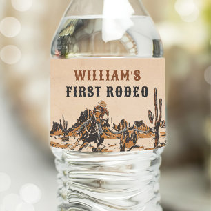 Étiquette Pour Bouteilles D'eau Rodeo Western Cowboy 1ère fête d'anniversaire