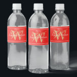 Étiquette Pour Bouteilles D'eau Romantic Red Gold Script Monogramme Noms Mariage<br><div class="desc">Romantic Red Gold Script Monogramme Noms Mariage Étiquette bouteille d'eau. Cliquez sur personnaliser ce modèle pour le customiser avec le monogramme initial et les noms de mariée et de chambre rapidement et facilement. Aussi très agréable pour les mariages, les wedding showers, les fêtes de fiançailles, les douches nuptiales et les...</div>