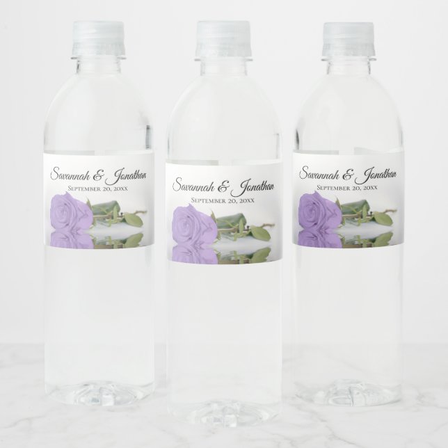 Étiquette Pour Bouteilles D'eau Romantique Lavande violet Rose Élégant mariage (Bouteilles)