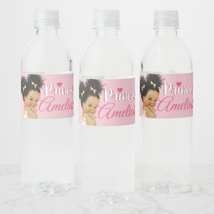 Étiquette Pour Bouteilles D'eau Rose Blanc Afro Princess Ballerina Baby Girl