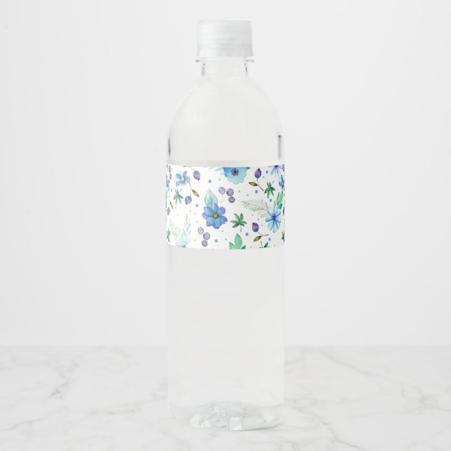 Étiquette Pour Bouteilles D'eau Rose bleue (Devant)