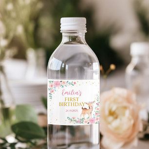 Étiquette Pour Bouteilles D'eau Rose Floral mûre Cerf Anniversaire Bouteille d'eau
