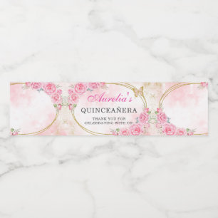 Étiquette Pour Bouteilles D'eau Rose Gold Quinceanera Miss Quince 15 Anos Annivers