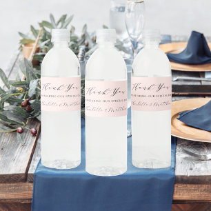 Étiquette Pour Bouteilles D'eau Rose or moderne script mariage merci