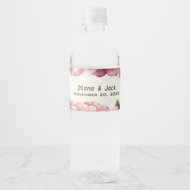 Étiquette Pour Bouteilles D'eau Rose rose délabrée (Devant)