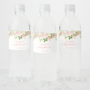 Étiquette Pour Bouteilles D'eau Rose rose élégant Baby shower floral fille