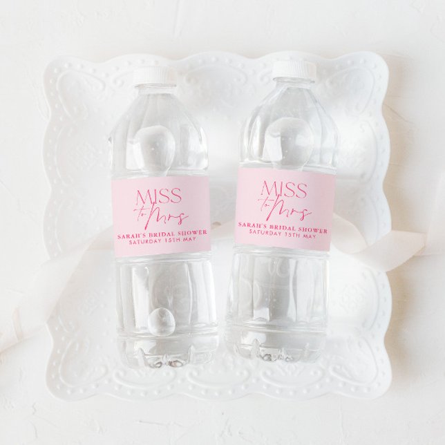 Étiquette Pour Bouteilles D'eau Roses de Fête des mariées florale rose moderne (Pink Bridal Shower Water Bottle Labels - Matching items available.)