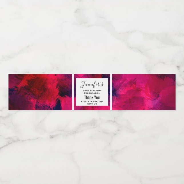 Étiquette Pour Bouteilles D'eau Rouge foncé et violet Gras moderne Abstrait annive (Étiquettes simples)