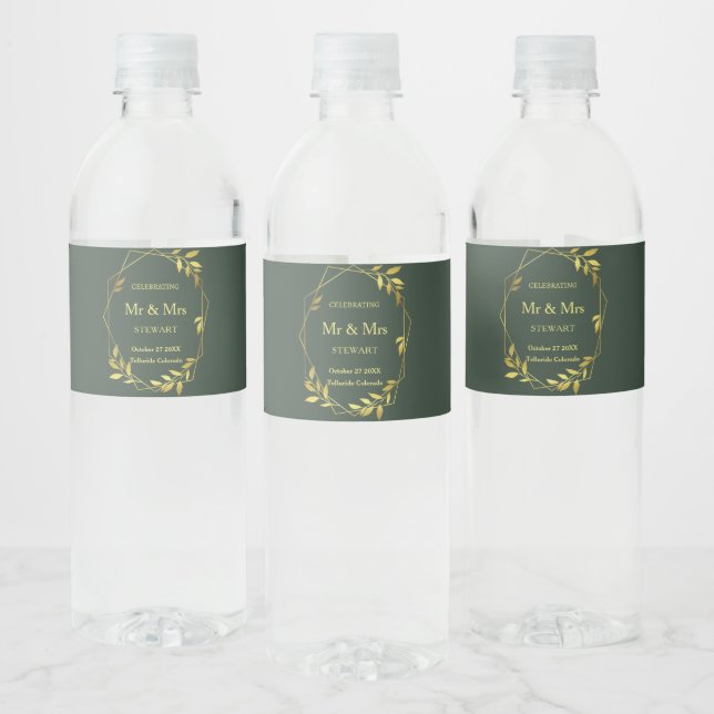Étiquette Pour Bouteilles D'eau Royal Green Minimalist Mariage botanique (Bouteilles)