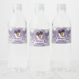 Étiquette Pour Bouteilles D'eau Royal Purple Afro Princess Purple & White Elegant