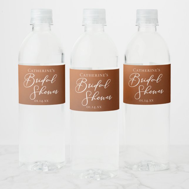 Étiquette Pour Bouteilles D'eau Rustic Burnt Orange Bridal Shower Personalized (Bouteilles)