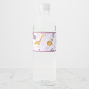 Étiquette Pour Bouteilles D'eau Safari Animaux sauvages Confetti violet fête d'ann
