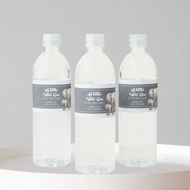 Étiquette Pour Bouteilles D'eau Safari Elephant Baby shower bouteille d'eau Étique (Créateur téléchargé)