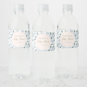 Étiquette Pour Bouteilles D'eau Sage et Dusty Blue Floral Baby shower sur mesure
