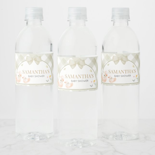 Étiquette Pour Bouteilles D'eau Sage Green Gingham Silly Goose Baby Shower (Bouteilles)