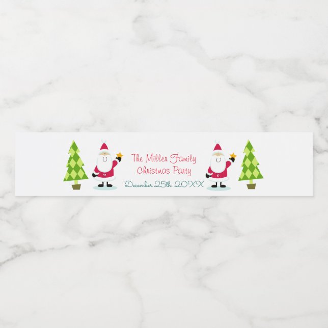 Étiquette Pour Bouteilles D'eau Santa Claus (Étiquettes simples)