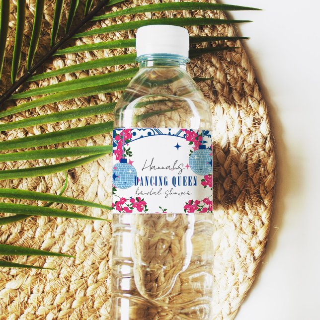 Étiquette Pour Bouteilles D'eau Santorin Musical Bougainvillea nuptiale (Créateur téléchargé)