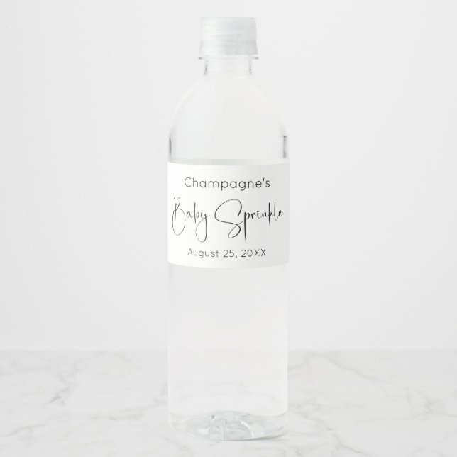Étiquette Pour Bouteilles D'eau Script moderne saupoudrage bébé (Devant)