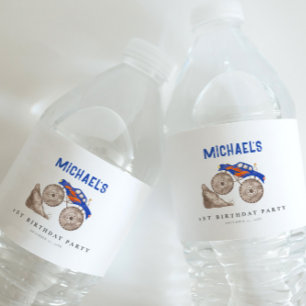 Étiquette Pour Bouteilles D'eau Serviette en papier camion monstre bleu vif