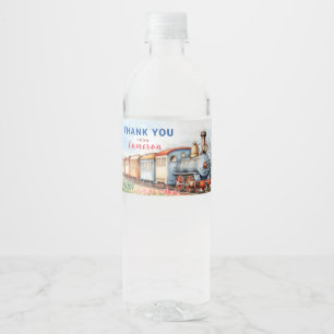 Étiquette Pour Bouteilles D'eau Signal d'eau de train modifiable Anniversaire
