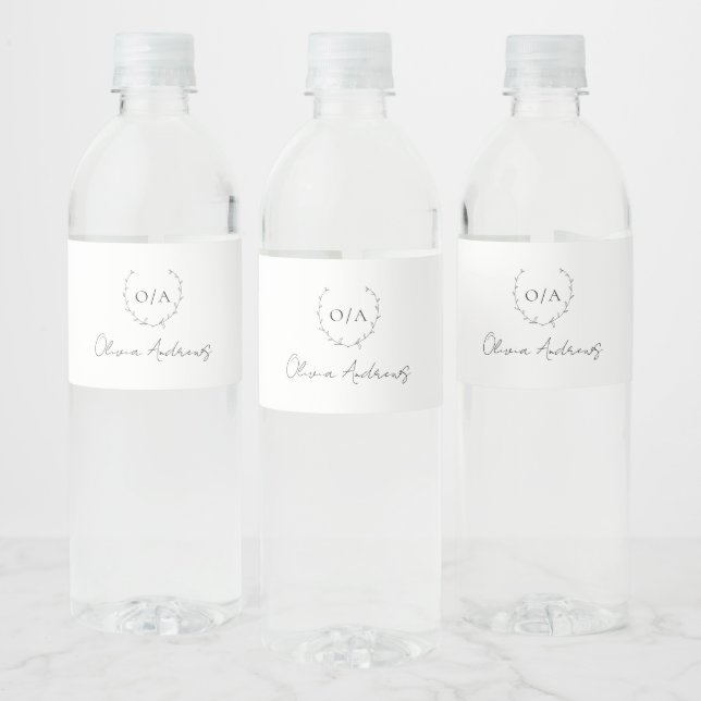 Étiquette Pour Bouteilles D'eau Simple Couronne Monogramme Élégant (Bouteilles)