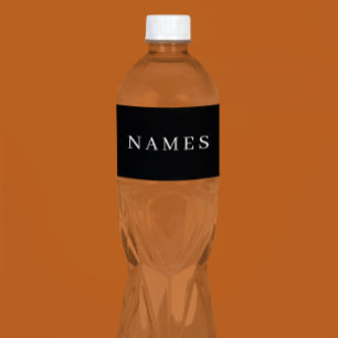 Étiquette Pour Bouteilles D'eau Simple noir personnalisé Ajoutez votre nom Élégant