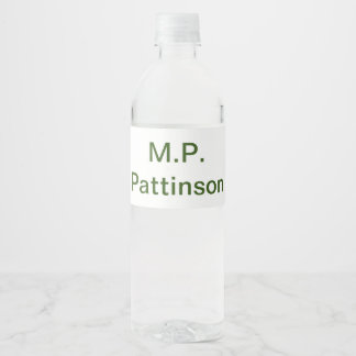 Étiquette Pour Bouteilles D'eau Simple vert minimal ajouter votre nom de texte pho
