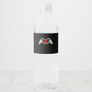 Étiquette Pour Bouteilles D'eau Skeleton Coeur Et Mème Mains