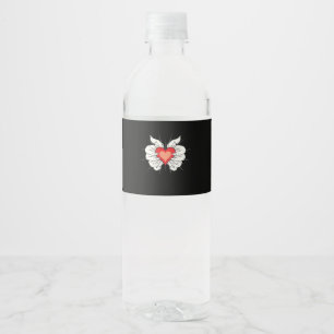 Étiquette Pour Bouteilles D'eau Skeleton Hands Heart Classic