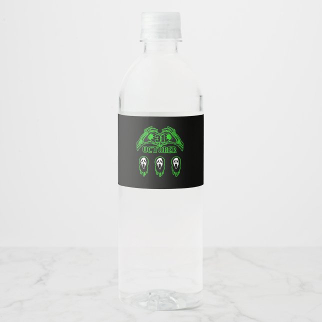 Étiquette Pour Bouteilles D'eau Skeleton Mains Design classique (Devant)