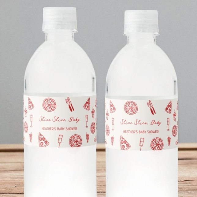 Étiquette Pour Bouteilles D'eau Slice Slice Baby Italien Pizza Baby shower (Créateur téléchargé)